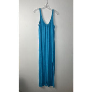 Calypso St Barth 100% Linen Maxi Tank Dress Size Small Blue Scoop Neck Cover Up